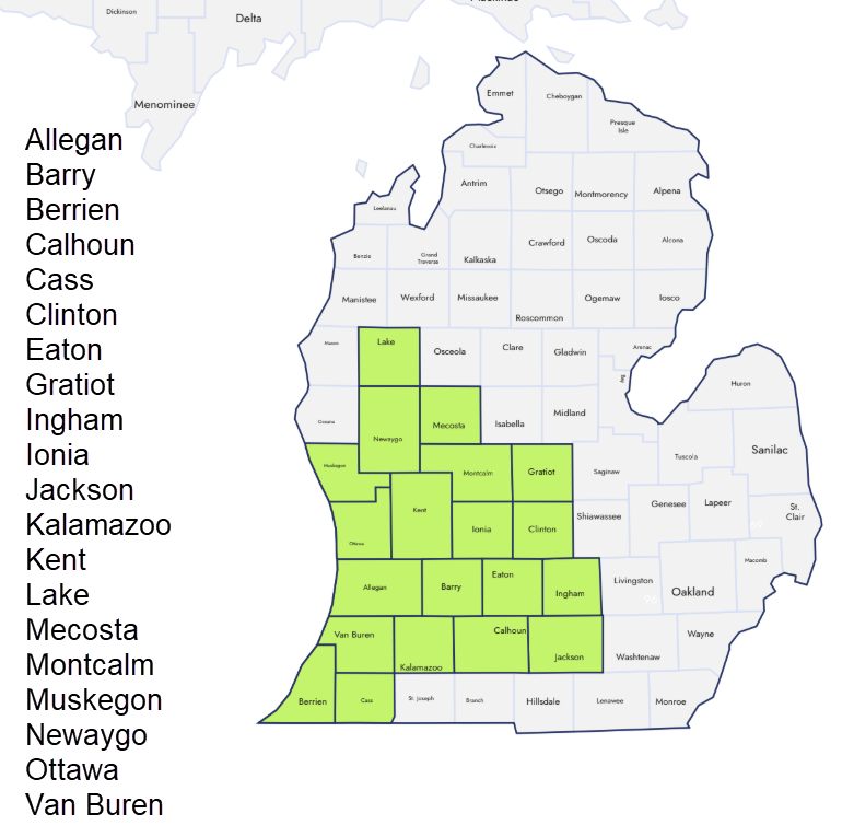 Counties Supported Counties in Michigan for Vehicle Assistance
